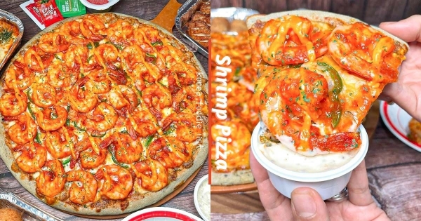 【韓國】還要奪浮誇？　韓式披薩放上「滿滿巨量大蝦」　「滿嘴蝦肉＋彈牙口感」怎麼吃都好爽！