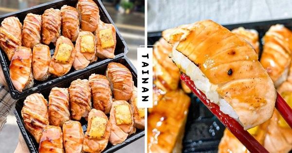 【台南】鮭魚控不要錯過！　高CP值13元銅板價「米老虎壽司」　豪爽開嗑超美味「焦糖炙燒鮭魚」！