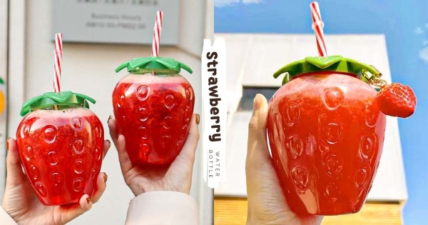 【海外】人間小可愛♡　超Q萌「草莓水杯」甜美魅力無敵　讓你心情好到「喝什麼都會笑」！