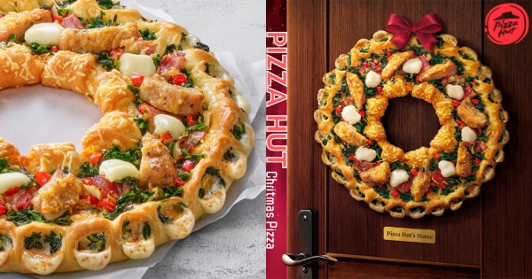 【全台】耶誕趴顏值擔當！　必勝客「聖誕花圈烤雞比薩」　首創超邪惡「雙圈芝心餅皮」起司控爽吃