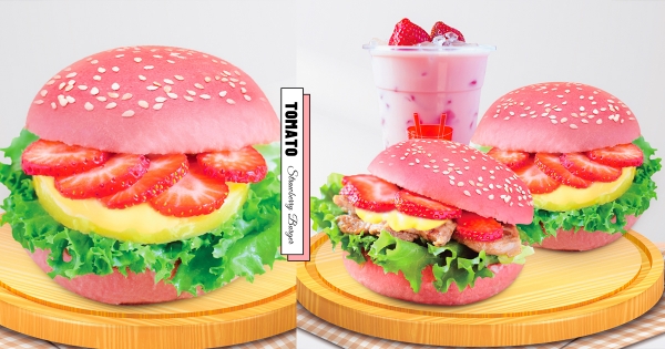 【全台】又在玩草莓！　草莓季最狂早午餐「粉嫩草莓堡」　「鮮草莓尬黑胡椒豬排」情人節登場