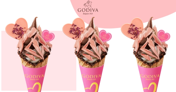 【全台】第二支半價！　GODIVA激美「玫瑰巧克力霜淇淋」　粉嫩夢幻「巧克力刨花」電暈少女心♡