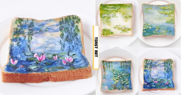 【海外】吐司變油畫！　吐司綻放「莫內睡蓮」就像藝術品　「奶酪+優格」健康又夢幻！