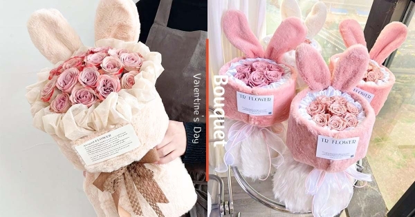 【海外】情人節先求生！　夢幻無比「兔耳花束」收服芳心　「毛絨兔耳＋優雅玫瑰」浪漫直接滿分♡
