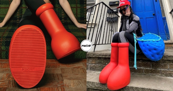 【海外】原子小金剛紅靴變成現實！　MSCHF推「巨大紅色短靴」人變超迷你　名模搶先上腳可愛爆表
