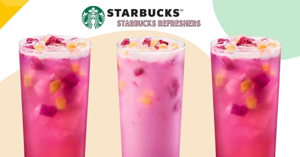 【全台】粉色超夢幻！　星巴克新品「芒果火龍果檸檬星沁爽」解暑登場　閃亮「霓虹杯款」呼應整個夏天！
