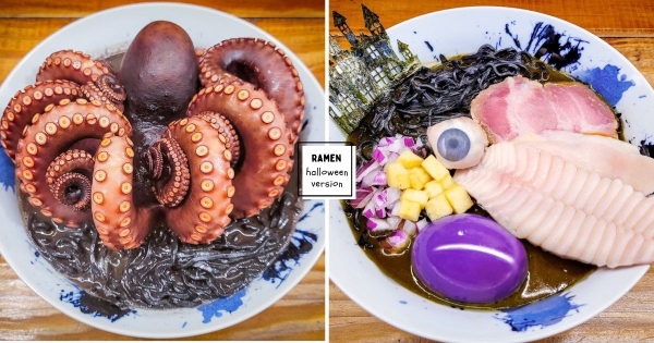 【台北】拉麵上有眼球！　最新力作「北海巨妖墨魚麵」外觀太狂　火烤眼珠、紫色溏心蛋夠膽才能吃