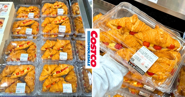 【全台】不可能不好吃！　好市多全新甜點「新鮮草莓卡士達可頌麵包」　特大號可頌咬下爆漿