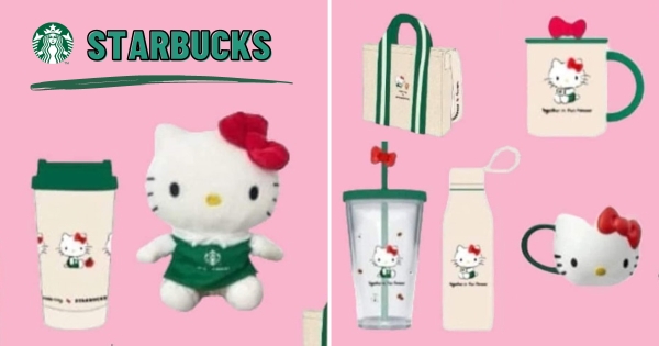 【海外】可愛教主穿上綠色圍裙！　「星巴克 Ｘ Hello Kitty」聯名即將登場　馬克杯、玩偶、手提袋療癒又實用