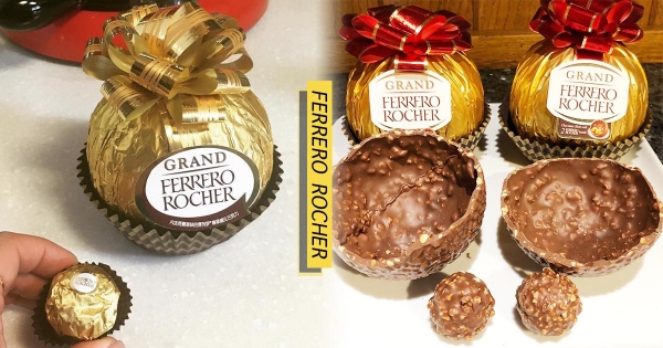 【全台】比金莎花束更討喜！巨無霸版「巨蛋金莎」大口吃　剖半才發現裡面還有小金莎！