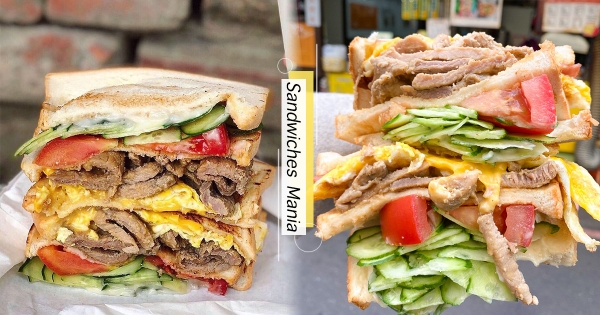 【北部】人家拿不動啦～超狂「滿餡系」碳烤三明治　「料多到掉出來」快用嘴巴接！