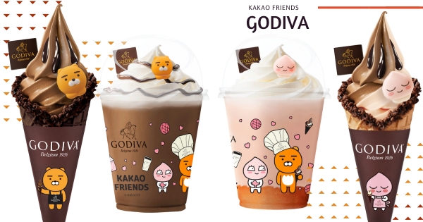 【全台】萊恩衝進霜淇淋！　Godiva期間限定「Kakao Friends霜淇淋」　加碼「白桃茉莉凍飲」粉嫩登場