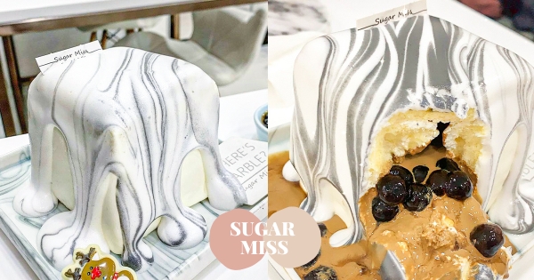 【台北】這塊蛋糕飄仙氣！　「黑白大理石乳酪蛋糕」美翻天　一切開是「浮誇奶茶瀑布」太欠吃♡