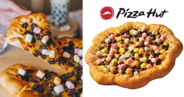 國外也跟上珍奶熱！　新加坡必勝客首推「珍珠奶茶花型披薩」　起司尬珍奶鹹甜交錯超絕配！