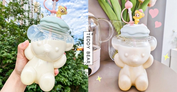 被萌到一直喝水！　網路高人氣「泰迪小熊造型水杯」　「Q萌熊熊瓶身＋繽紛公仔瓶蓋」誰拿誰可愛！