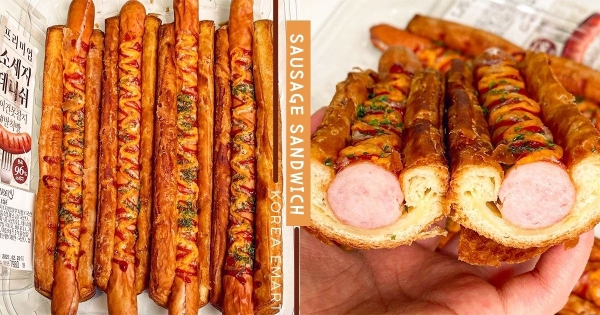 【韓國】這尺寸太浮誇！　韓賣場發售「超長德國香腸麵包」　「彈牙爽脆香腸＋鹹香酥皮麵包」CP值已經太高！